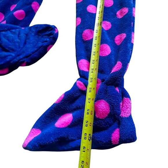 Footed Pajamas Hooded Purple Pink Polka Dot Fleece Zipper Closure Pocket Warm - Picture 12 of 16